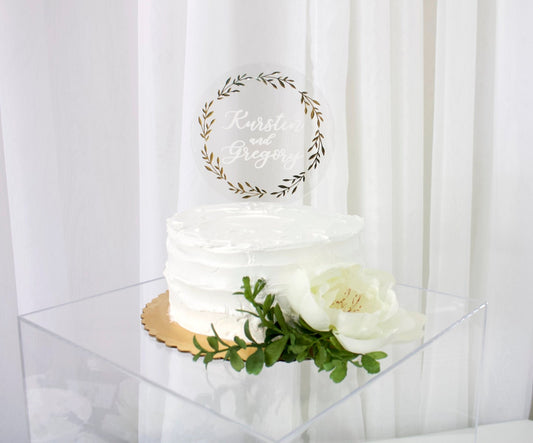 Wedding cake topper. Wooden or acrylic cake topper customized for any of your celebratory needs. Simplistic and elegant designs paired with multiple color schemes to top your celebratory baked goods. thequinnandcompany. www.thequinnandcompany.com