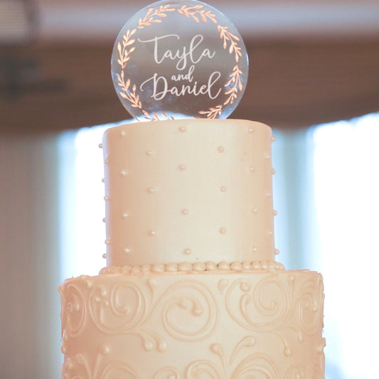 Wedding cake topper. Wooden or acrylic cake topper customized for any of your celebratory needs. Simplistic and elegant designs paired with multiple color schemes to top your celebratory baked goods. thequinnandcompany. www.thequinnandcompany.com