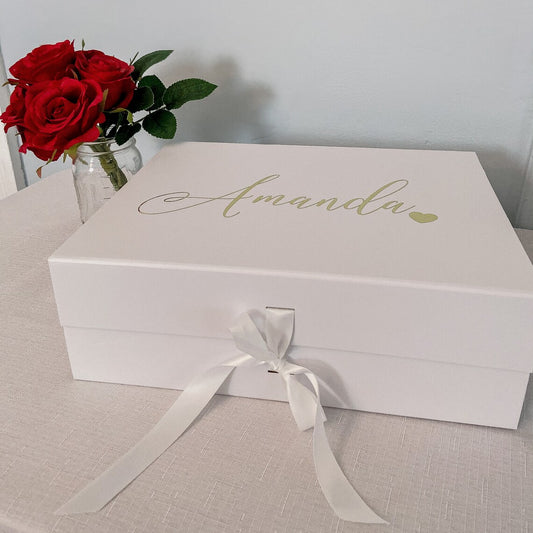 Bridesmaid Proposal Box. Personalized gift box for bridesmaids and/or groomsmen. These boxes come in black or white and close magnetically. Box is empty and ready to be filled with your own gifts and goodies for the special people in your life! thequinnandcompany. www.quinnandcompany.com