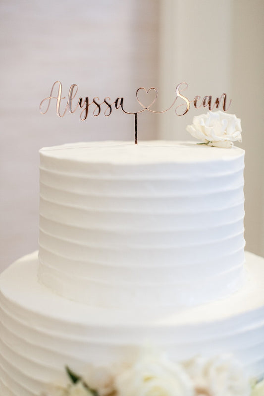Wedding cake topper. Wooden or acrylic cake topper customized for any of your celebratory needs. Simplistic and elegant designs paired with multiple color schemes to top your celebratory baked goods. thequinnandcompany. www.thequinnandcompany.com