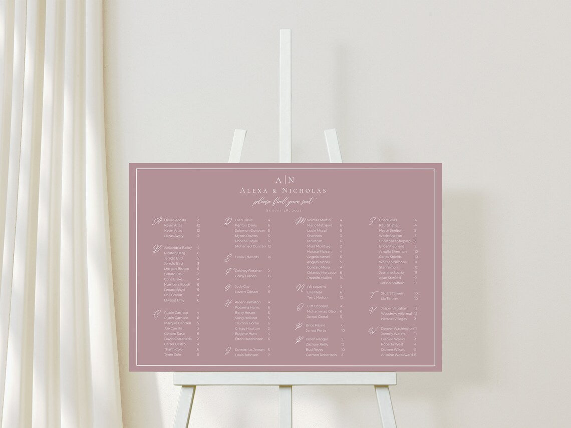 Alphabetical Seating Chart Template Download - 023