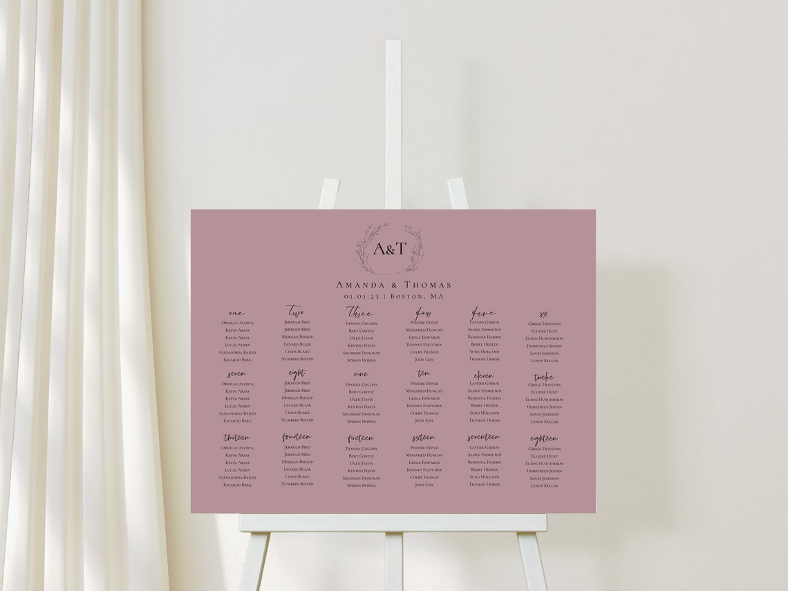 Alphabetical Seating Chart Template Download - 012