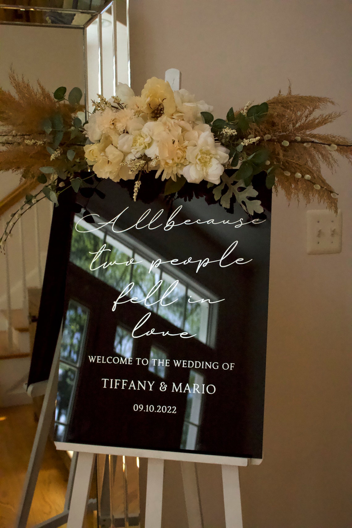 Acrylic event welcome sign. Customizable designs, fonts and dates for weddings, birthdays, bridal/baby showers, retirements or any other event you wish to celebrate. Place this sign at the entrance of your event to welcome your guests in style and simplicity. thequinnandcompany. www.thequinnandcompany.com.