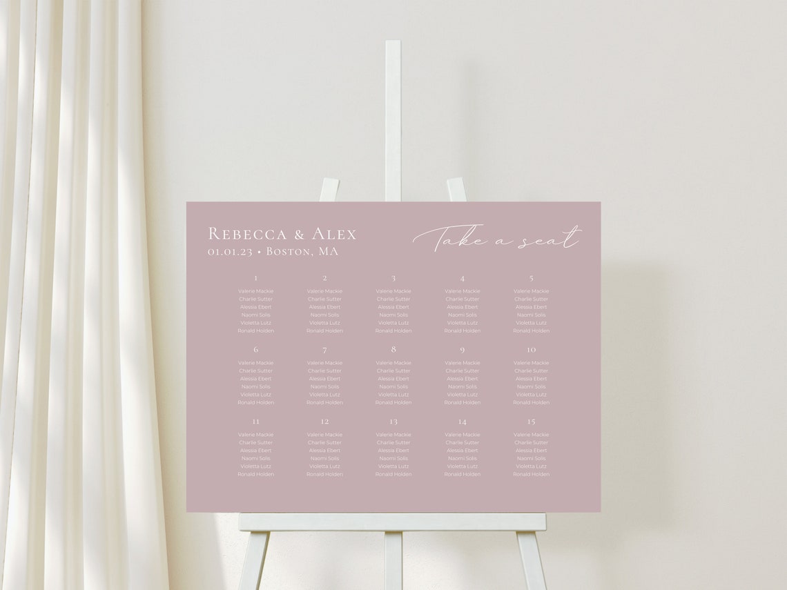 Alphabetical Downloadable Seating Chart. Customizable seating chart for your special event. Easy to download and design yourself. Crisp and clean color schemes with various font and layout formats. thequinnandcompany. www.thequinnandcompany.com