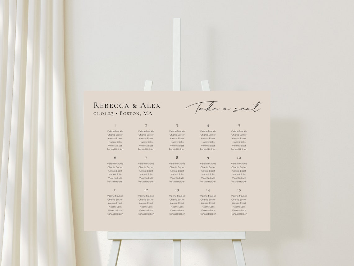 wedding seating chart template printable