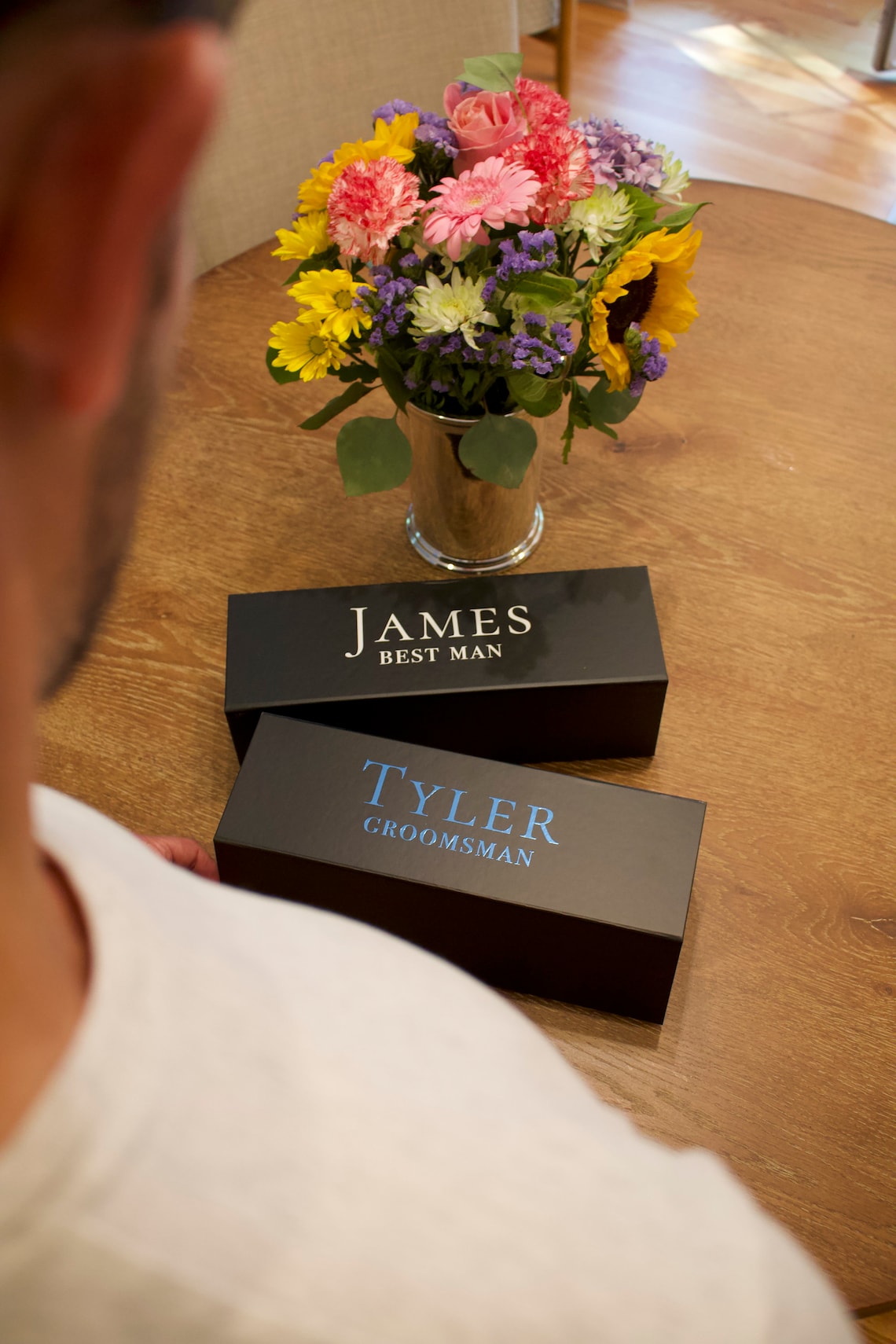 Groomsmen Proposal Box. Personalized gift box for groomsmen and/or bridesmaids. These boxes come in black or white with your choice of vinyl color lettering and they close magnetically. Box is empty and ready to be filled with your own gifts and goodies for the special people in your life! thequinnandcompany. www.quinnandcompany.com