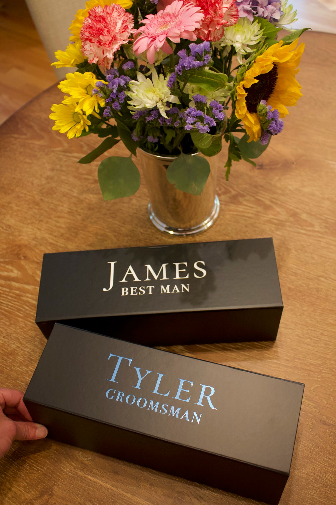 Groomsmen Proposal Box. Personalized gift box for groomsmen and/or bridesmaids. These boxes come in black or white with your choice of vinyl color lettering and they close magnetically. Box is empty and ready to be filled with your own gifts and goodies for the special people in your life! thequinnandcompany. www.quinnandcompany.com