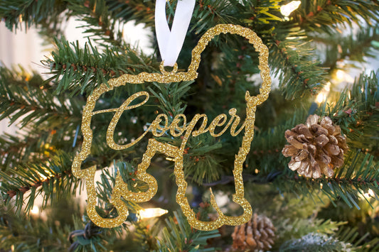 Pet Ornament Glitter Acrylic | Custom Christmas Ornament | Gift for Animal Lover | Holiday Dog Lover Gift | Custom Ornament | Pet Lover