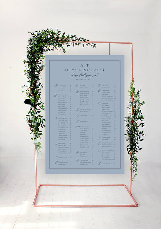 Alphabetical seating chart template Download Minimalist Seating Alphabetized Printable Seating Plan Editable Sign 001