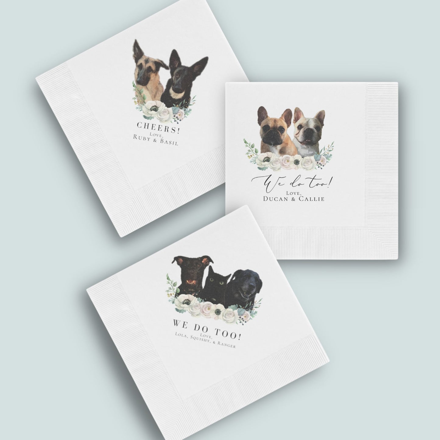 Custom Cocktail Napkins| Full Color Personalized Pet Wedding Cocktail Napkins | Custom Wedding Napkins| Wedding Decor | Bar Pet Napkins