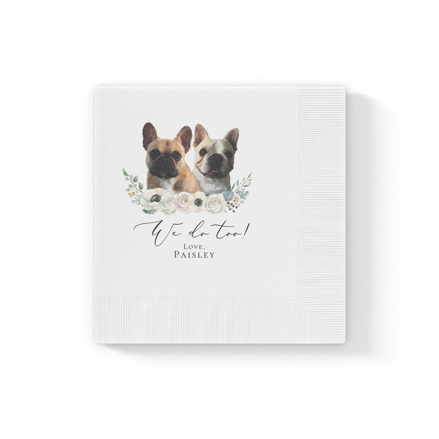 Custom Cocktail Napkins| Full Color Personalized Pet Wedding Cocktail Napkins | Custom Wedding Napkins| Wedding Decor | Bar Pet Napkins