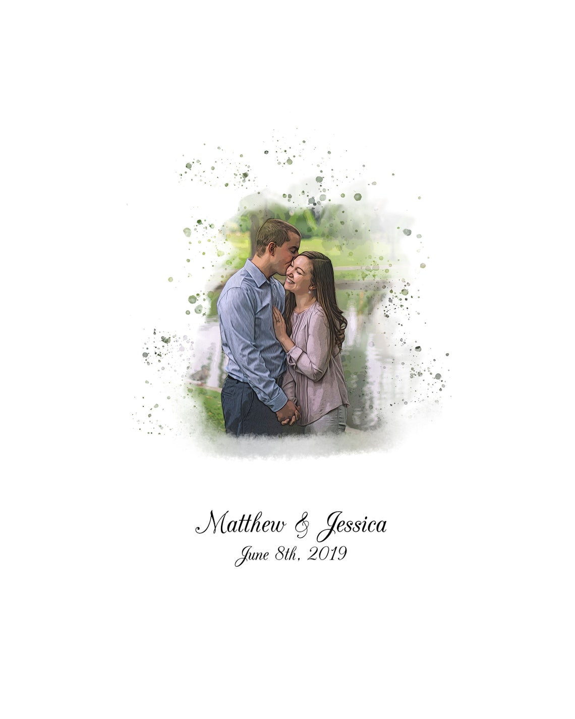 Personalized guest book. Take any picture and make a beautiful watercolor for your guests to sign. Your family and friends will sign with a “congratulations” and after your wedding day you can hang this awesome piece in your home. 10 years down the road, you will be able to look back with emotion on this piece and see/remember what your loved one’s wrote and felt on that special day! thequinnandcompany. www.quinnandcompany.com