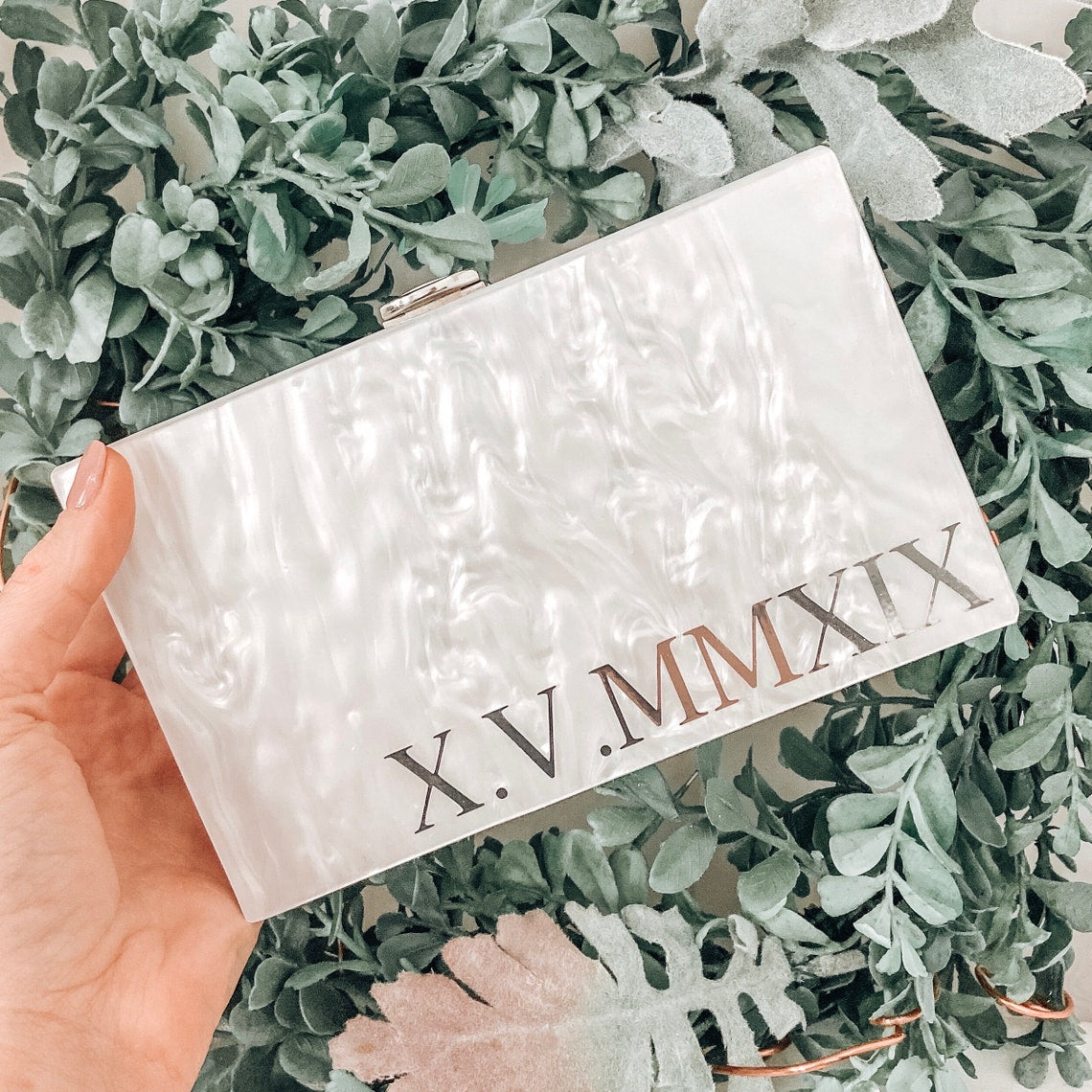 Acrylic clutch. Customizable and personalized for your wedding day. Elegant design with stylish lettering. Durable acrylic and hardware makes this clutch a necessity to carry your necessities. thequinnandcompany. www.thequinnandcompany.com
