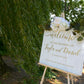 Acrylic Wedding sign. Customizable designs, fonts and dates for weddings, birthdays, bridal/baby showers, retirements or any other event you wish to celebrate. Place this sign at the entrance of your event to welcome your guests in style and simplicity. thequinnandcompany. www.thequinnandcompany.com.