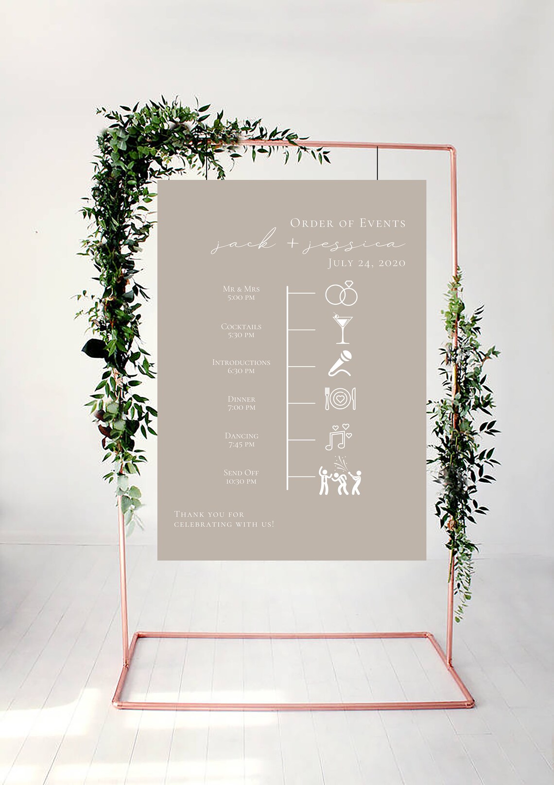 Wedding Order of Events Timeline Sign Template, Minimal Order of Events Wedding Timeline Sign, Printable Timeline, DIY Wedding Sign