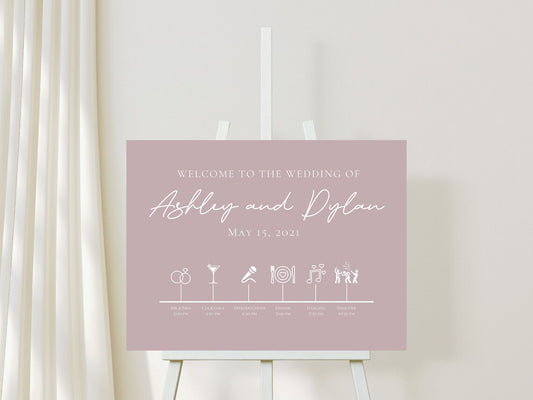 Wedding Order of Events Timeline Sign Template, Minimal Order of Events Wedding Timeline Sign, Printable Timeline, DIY Wedding Sign