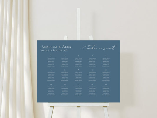 Alphabetical Downloadable Seating Chart. Customizable seating chart for your special event. Easy to download and design yourself. Crisp and clean color schemes with various font and layout formats. thequinnandcompany. www.thequinnandcompany.com 