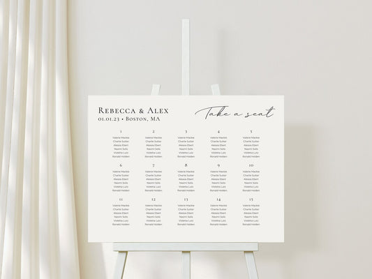 Alphabetical Downloadable Seating Chart. Customizable seating chart for your special event. Easy to download and design yourself. Crisp and clean color schemes with various font and layout formats. thequinnandcompany. www.thequinnandcompany.com 