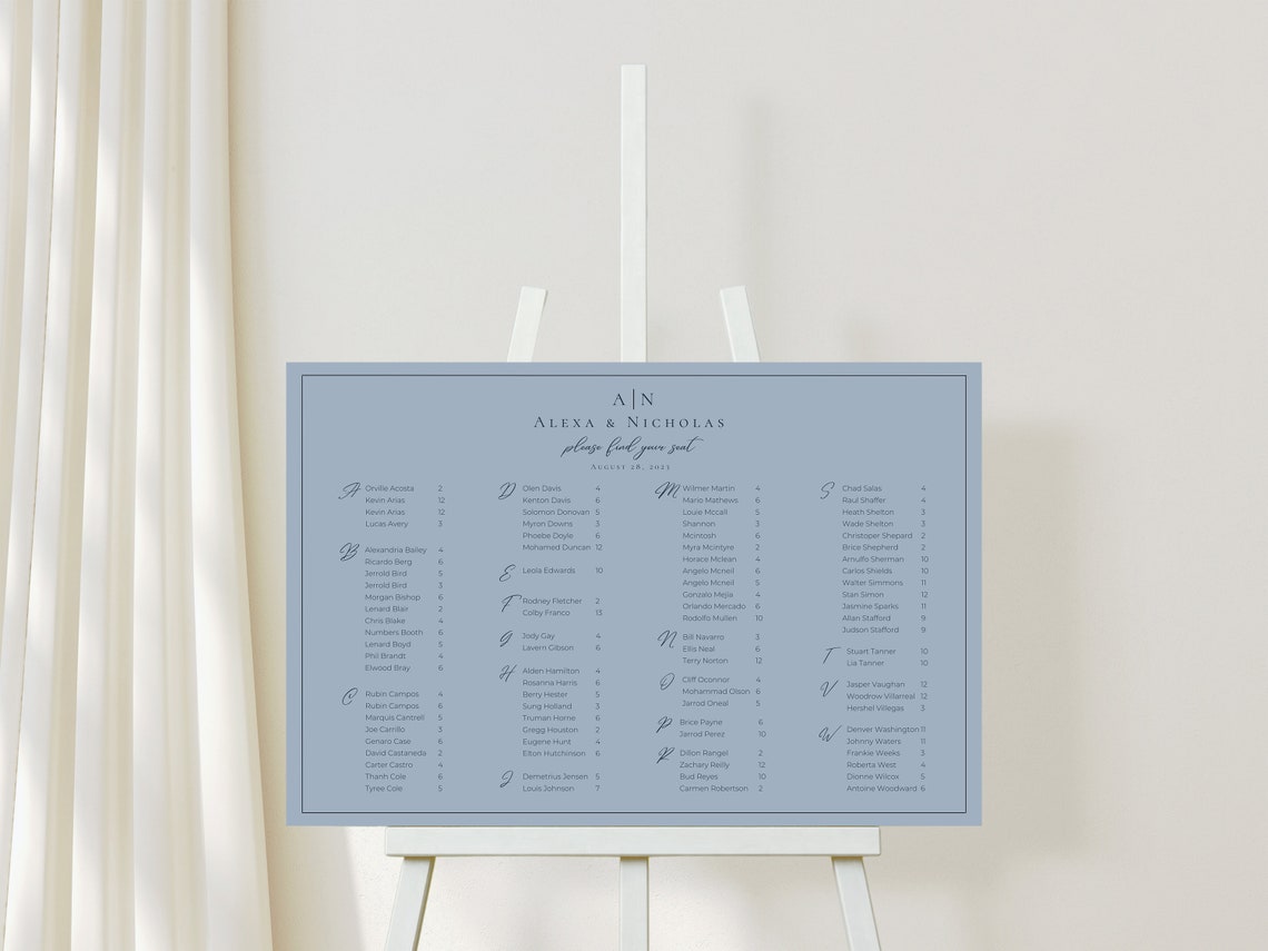 Alphabetical Seating Chart Template Download - 027