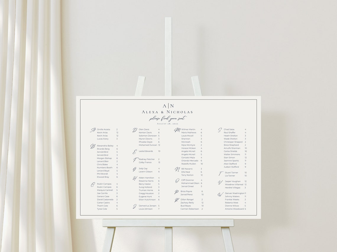 Alphabetical Seating Chart Template Download - 026