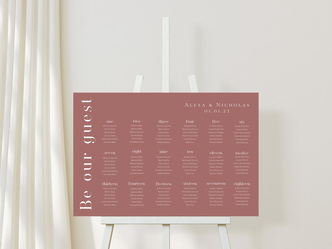 Alphabetical Seating Chart Template Download - 019