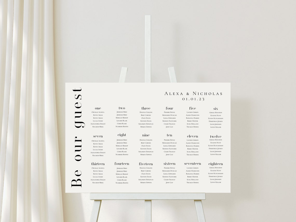 Alphabetical Seating Chart Template Download - 016