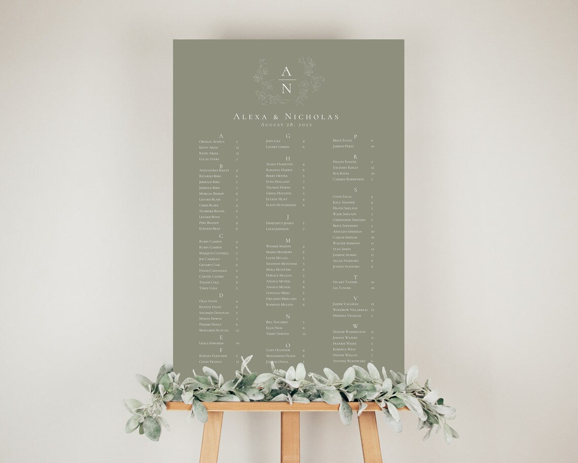Alphabetical Seating Chart Template Download - 005