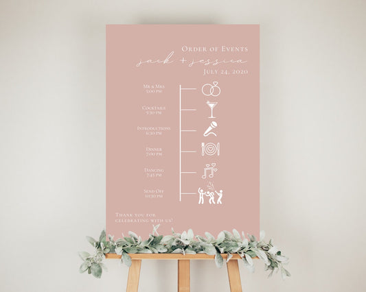 Wedding Order of Events Timeline Sign Template, Minimal Order of Events Wedding Timeline Sign, Printable Timeline, DIY Wedding Sign