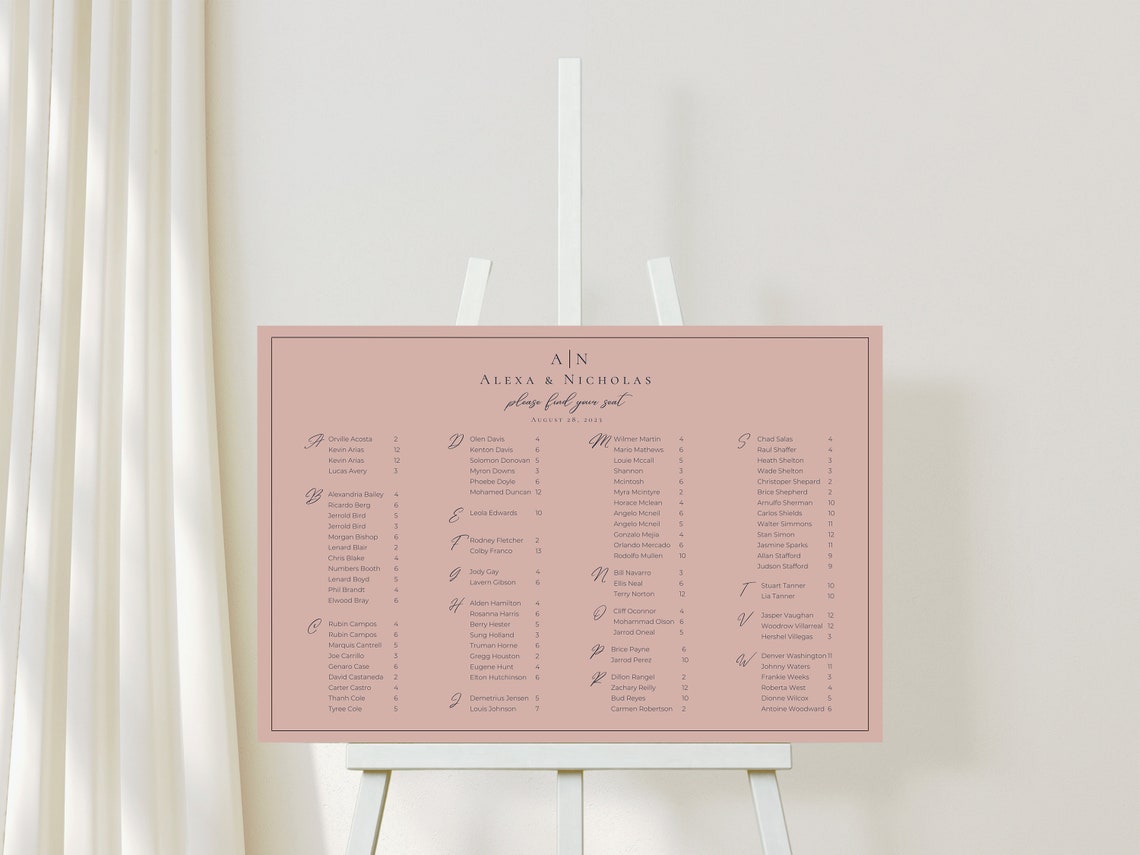 Alphabetical Seating Chart Template Download - 025