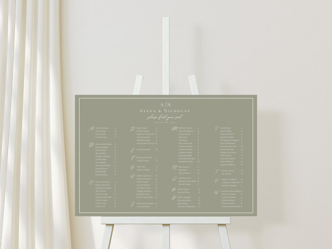 Alphabetical Seating Chart Template Download - 024