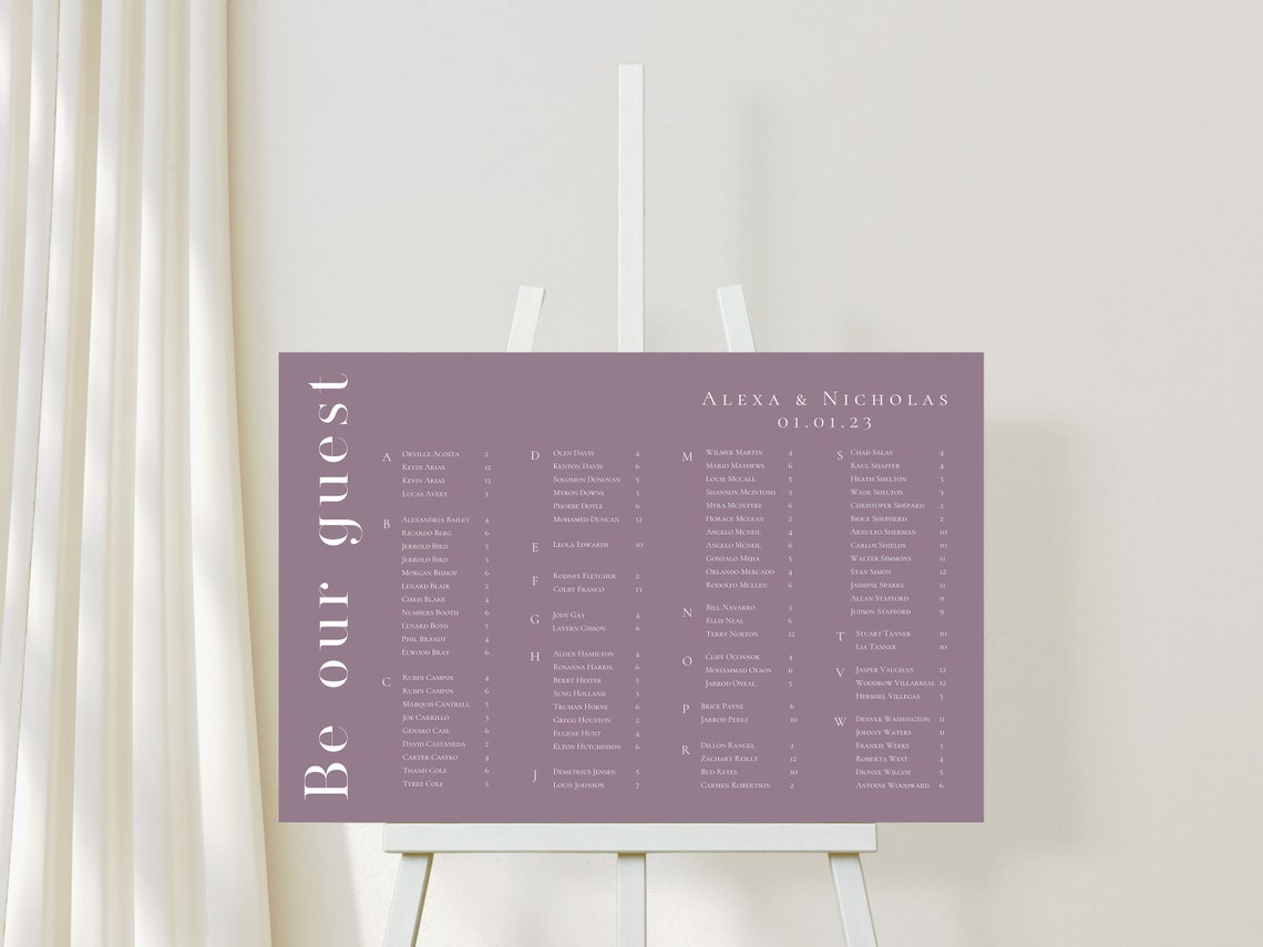 Alphabetical Seating Chart Template Download - 018
