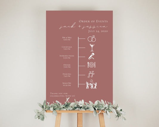 Wedding Order of Events Timeline Sign Template, Minimal Order of Events Wedding Timeline Sign, Printable Timeline, DIY Wedding Sign