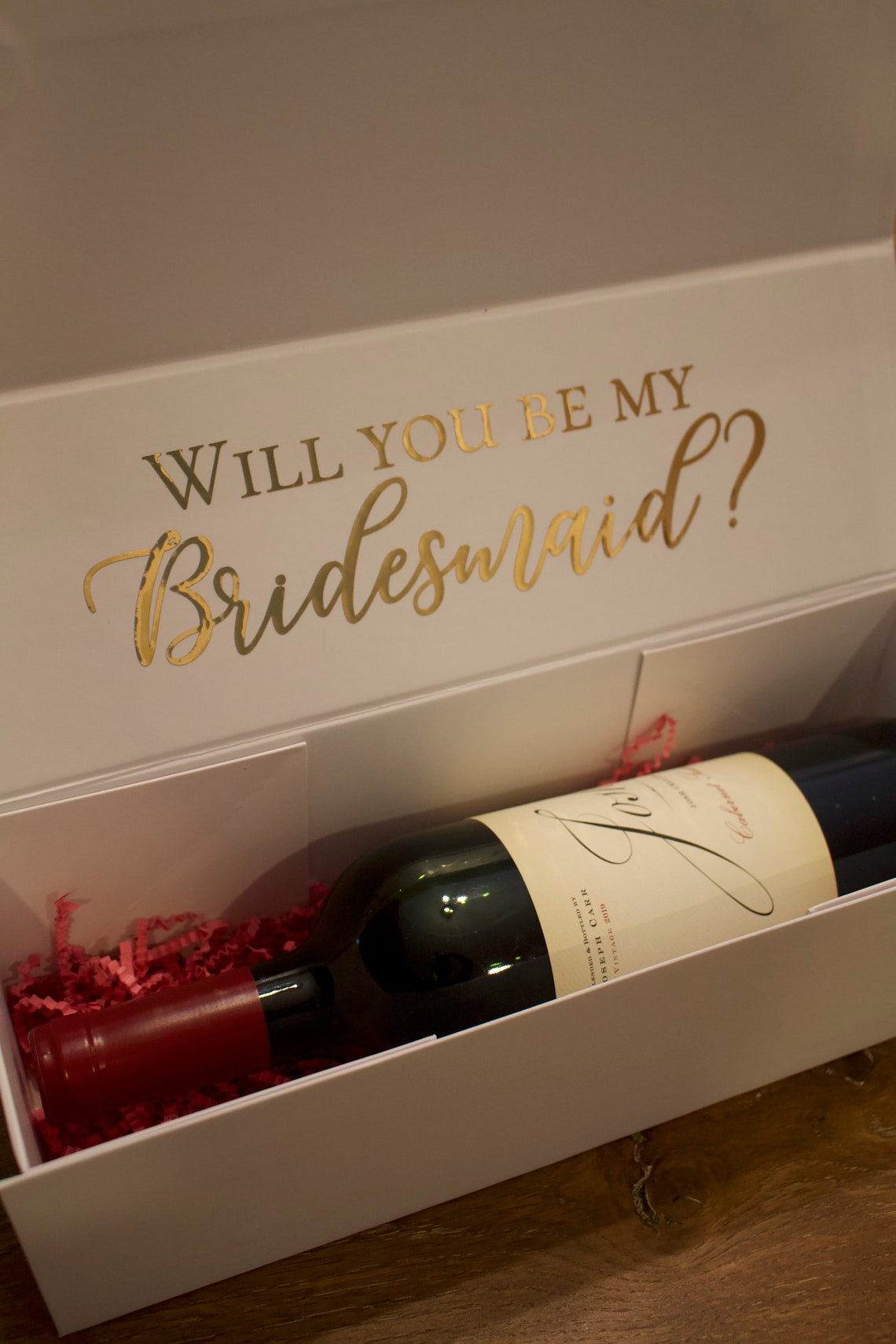 Bridesmaid Proposal Box. Personalized gift box for bridesmaids and/or groomsmen. These boxes come in black or white with your choice of vinyl color lettering and they close magnetically. Box is empty and ready to be filled with your own gifts and goodies for the special people in your life! thequinnandcompany. www.quinnandcompany.com