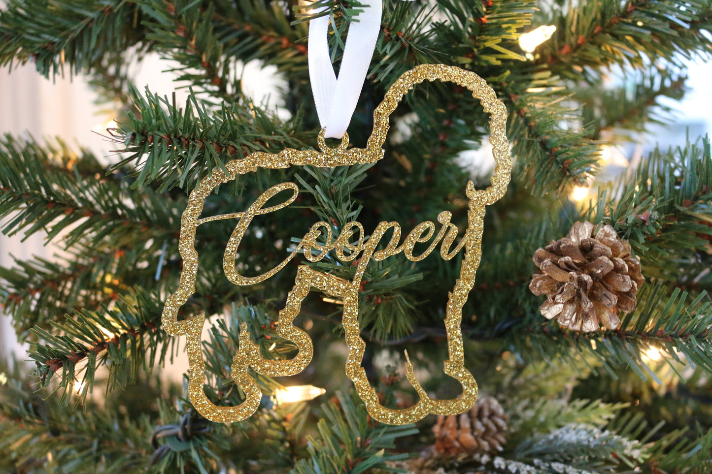 Pet Ornament Glitter Acrylic | Custom Christmas Ornament | Gift for Animal Lover | Holiday Dog Lover Gift | Custom Ornament | Pet Lover