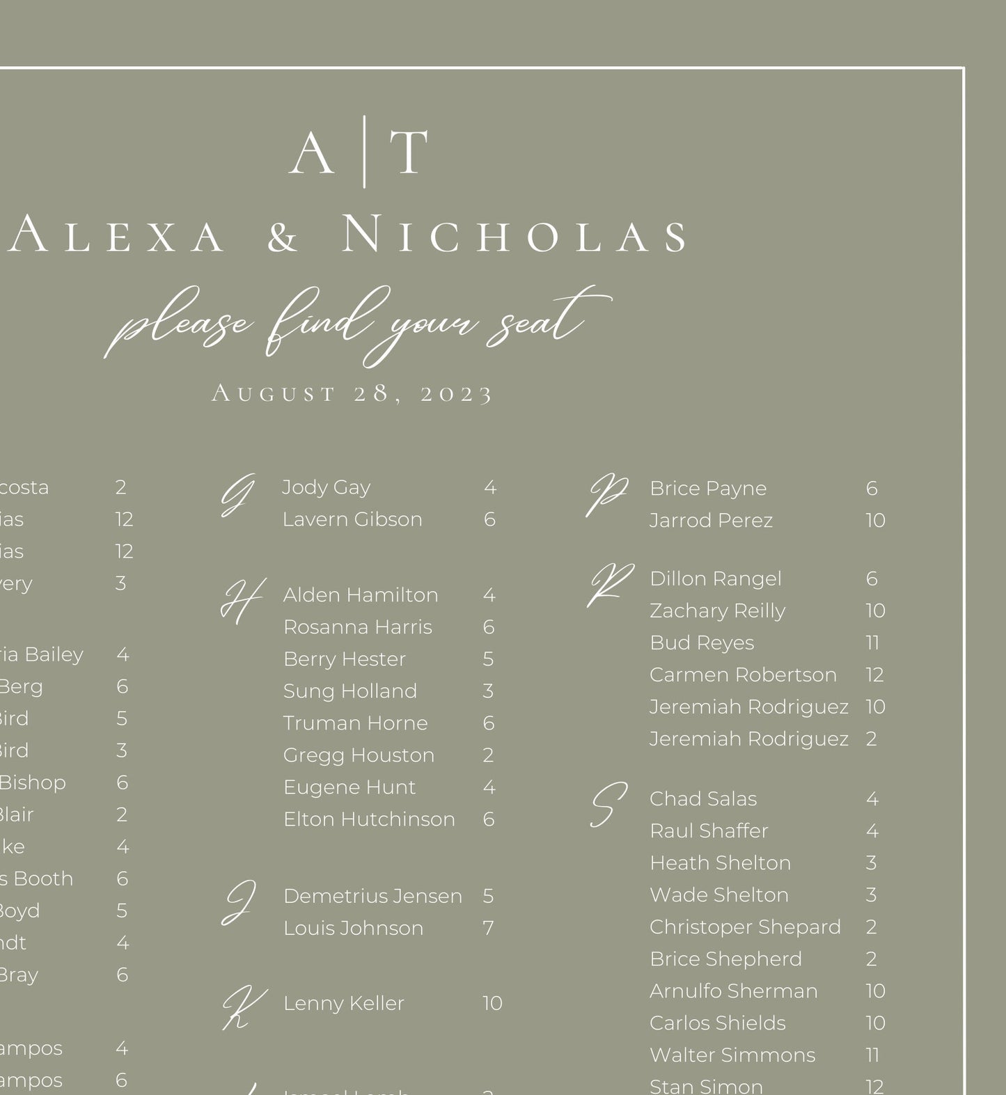 Custom Seating Chart Template Download |  Modern Design | Wedding Calligraphy INSTANT Download | Minimalist Seating Printable Editable Sign