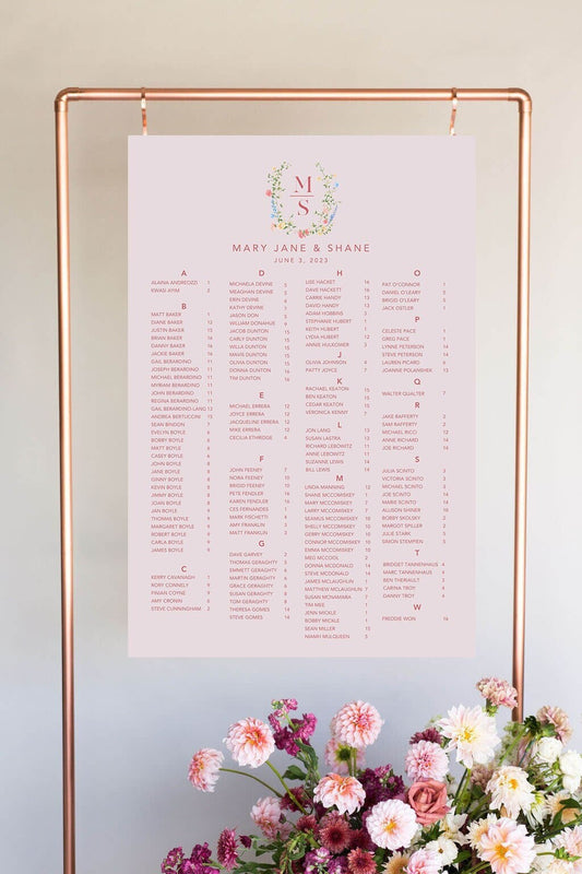 Alphabetical seating chart template Download Minimalist Seating Alphabetized Printable Seating Plan Editable Sign 008
