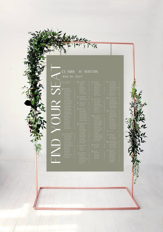 Alphabetical seating chart template Download Minimalist Seating Alphabetized Printable Seating Plan Editable Sign